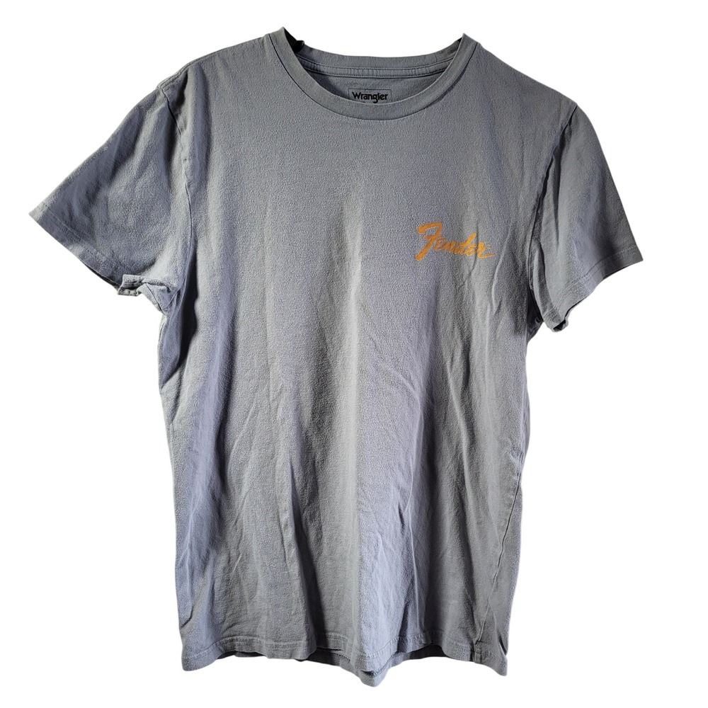 Wrangler Fender Graphic T Shirt Gray Short Sleeve Classic Fit Cotton Men's S